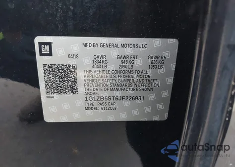 2018 Chevrolet Malibu 1Ls from USA, damaged, VIN 1G1ZB5ST6JF226931